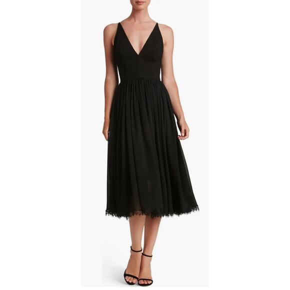 DRESS THE POPULATION Alicia Black Midi Dress, size small - Picture 1 of 12